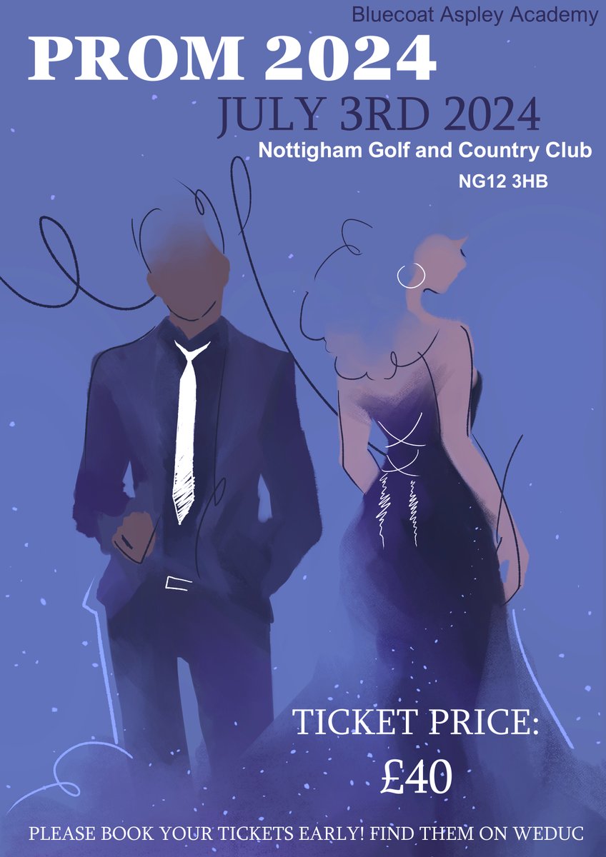 ATTENTION YEAR 11 PARENTS/CARERS This year's prom is being held on the 3rd of July 2024 at Nottinghamshire Golf Country Club, NG12 3HB. We have planned an exciting evening for our students! We hope to see lots of Year 11 students attending to celebrate!!