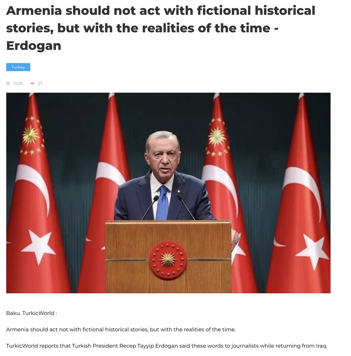 LindseySnell's tweet photo. "Armenia should not act with fictional historical stories," says man trying to rebuild the Ottoman Empire https://t.co/3MkvDtFBxb