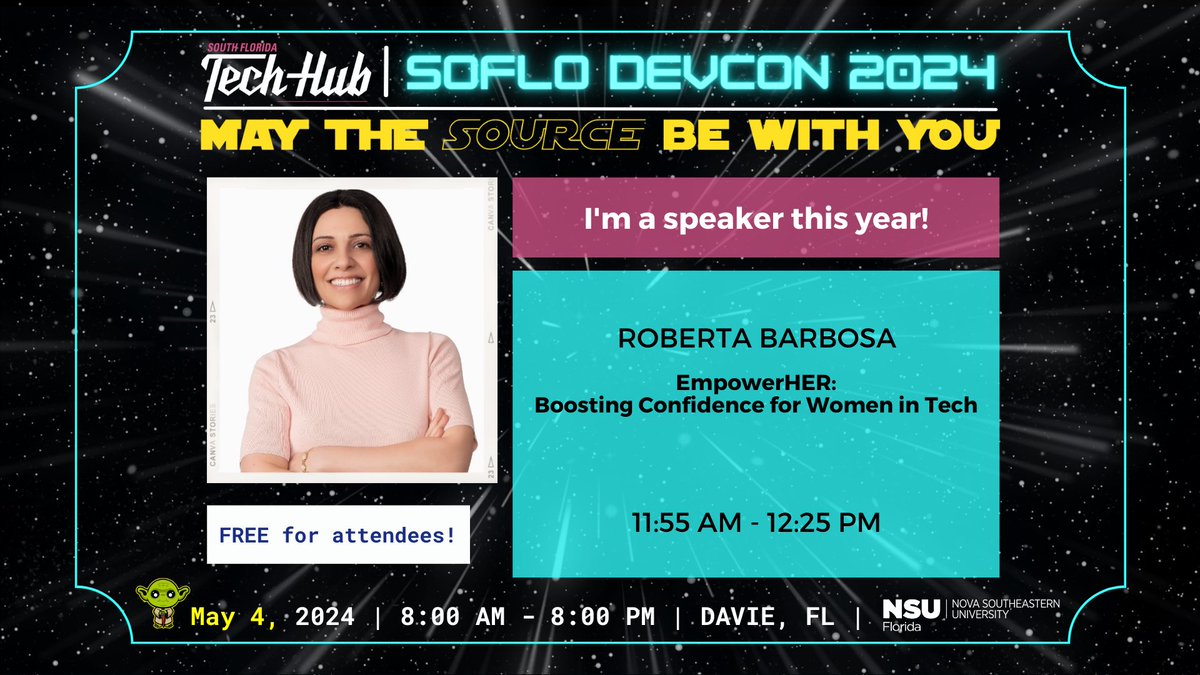 I am beyond grateful for wearing my #coaching hat and present at #soflodevcon2024.

This time, it will be about boosting #confidence for #women in #tech.

Hope to see you there!

#womenintech #personaldevelopmentcoach #devcon2024 #southfloridatech #techhub #community