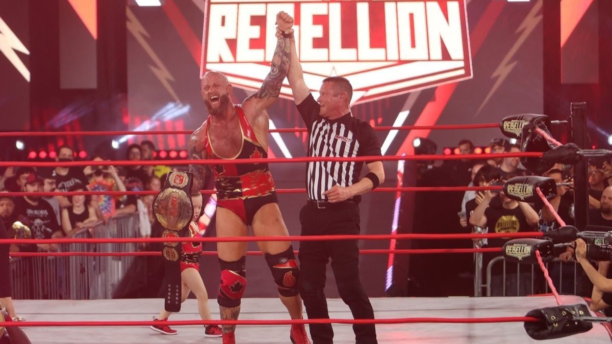 On this day in 2022, @Walking_Weapon won the Impact World Championship for the 2nd time #ImpactWrestling #Rebellion #ImpactWorldTitle