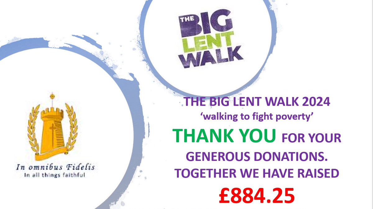 Proud to announce that #BigLentWalk was a huge success! Together we've raised an incredible £884.25! 
Thank you for your generous donations supporting @CAFOD in their fight against poverty. Let's keep walking towards a brighter future #CommunitySpirit @CAFODSalford @CAFODSchools