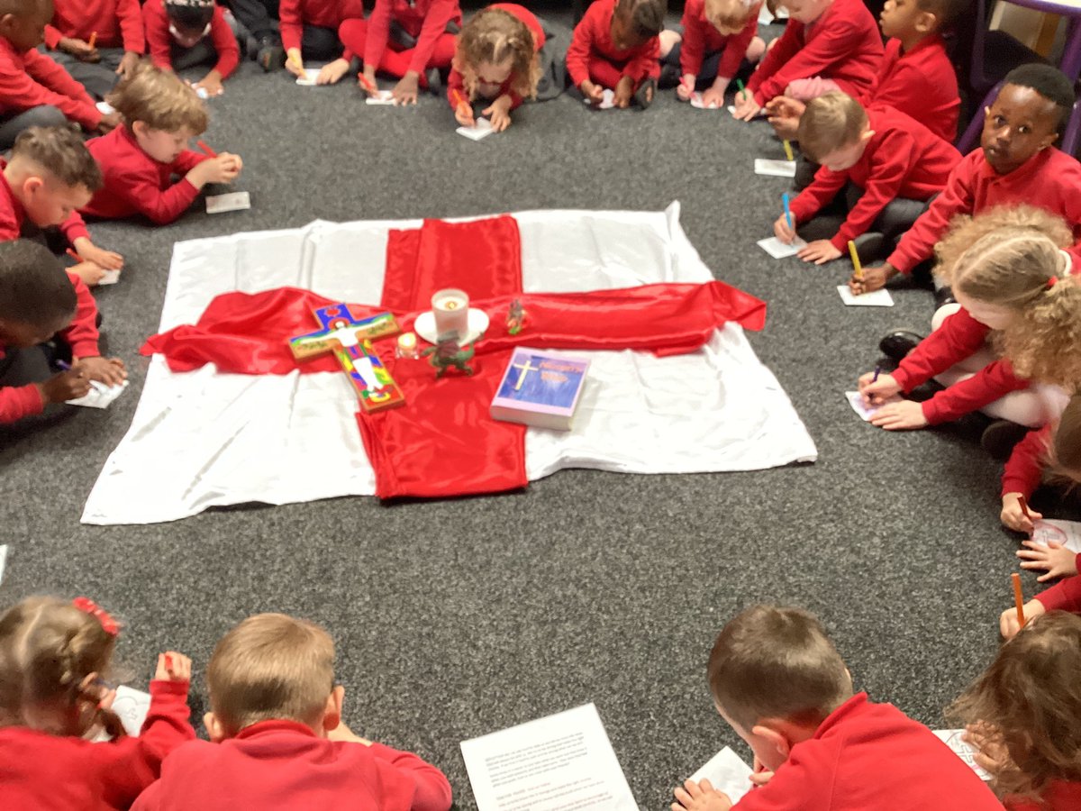 Nursery thought about all the times they could be brave like St George. We thought about how important it is to always tell the truth so we don’t make people unhappy. We made a heart to show how we could care for others like St George.#StGerPL #StGeorgesDay2024 @BCPP__