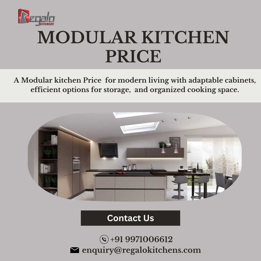 Modular kitchen Price
A modular kitchen price varies based on design, size, and materials used. 
For More Information : regalokitchens.com/modular-kitche…
#regalokitchens #Kitchendesign #Modularkitchen