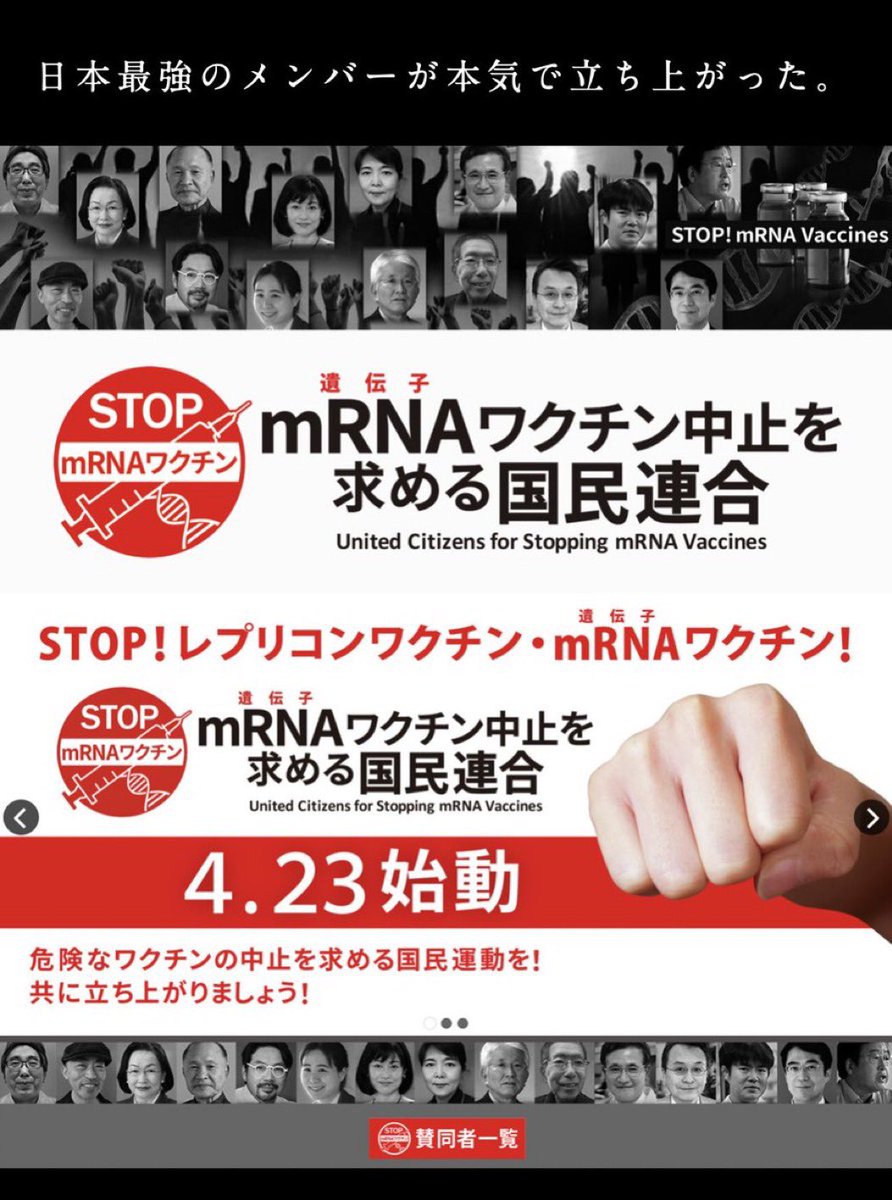 日本🇯🇵最強のメンバーが本気で立ち上がった！
mRNAワクチン💉にNOを！
日本人よ気づけ！そして、
動け！