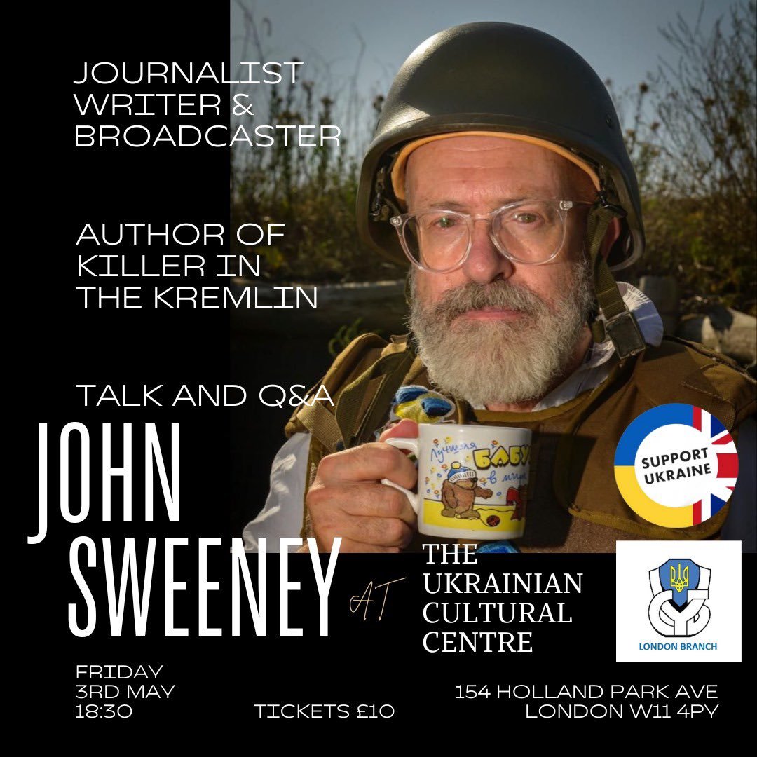 Roll up, roll up, the Ukrainian Cultural Centre in London is hosting an evening with the one and only @johnsweeneyroar on May 3rd. Get your tickets here: eventbrite.com/e/talking-ukra… #StandWithUkraine #SlavaUkraini