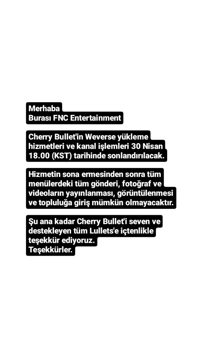 [230424] [TR] Cherry Bullet Weverse kanalı ve hizmetlerinin 30 Nisan 18.00'da (KST) sonlandırılmasına ilişkin bildirim;(Türkçesi yanda Lullets!) 🍒: weverse.io/cherrybullet/n ~admin Hana💚 • • • ❤️ #CherryBullet #체리블렛 #Lullet #룰렛 @cherrybullet 🍒