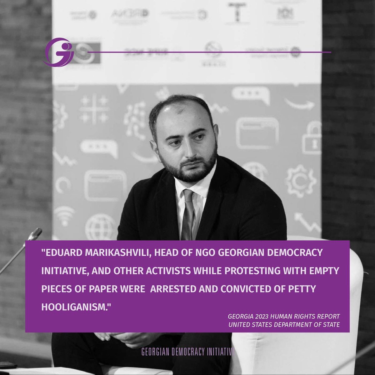 The US State Department has published a 2023 report on the state of human rights in Georgia.

Along with other important problems, the report describes the case of illegal detention of the head of GDI, Eduard Marikashvili.

See the detailed report 👉🏻 shorturl.at/hiQY3