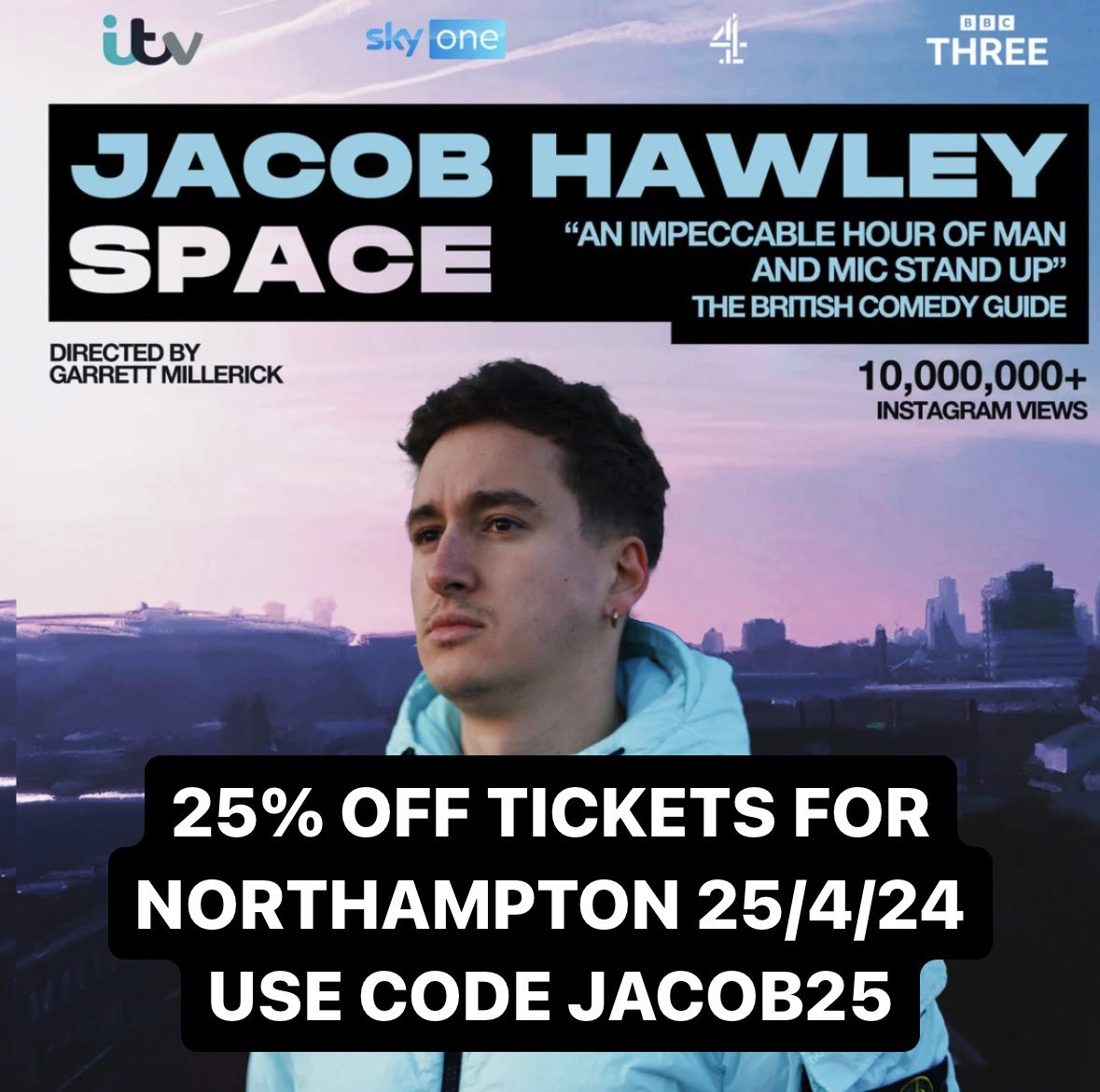 NORTHAMPTON! My tour resumes Thursday and I’m giving you a discount, use code JACOB25 to get a bit off your tickets for my show at @thecomedycrate ticket link in BIO