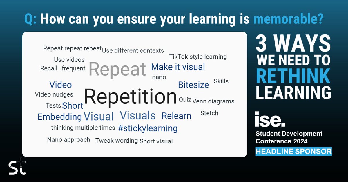 thesmartytrain's tweet image. ❓ How can you ensure your #learning is memorable?

We put the question to the 100+ early careers leaders attending our session &quot;3 Ways We Need to Rethink Learning&quot; at the ISE #DevelopmentConference today.

If you&apos;re at the conference today, come say hello at Booth 1! @IoSEorg