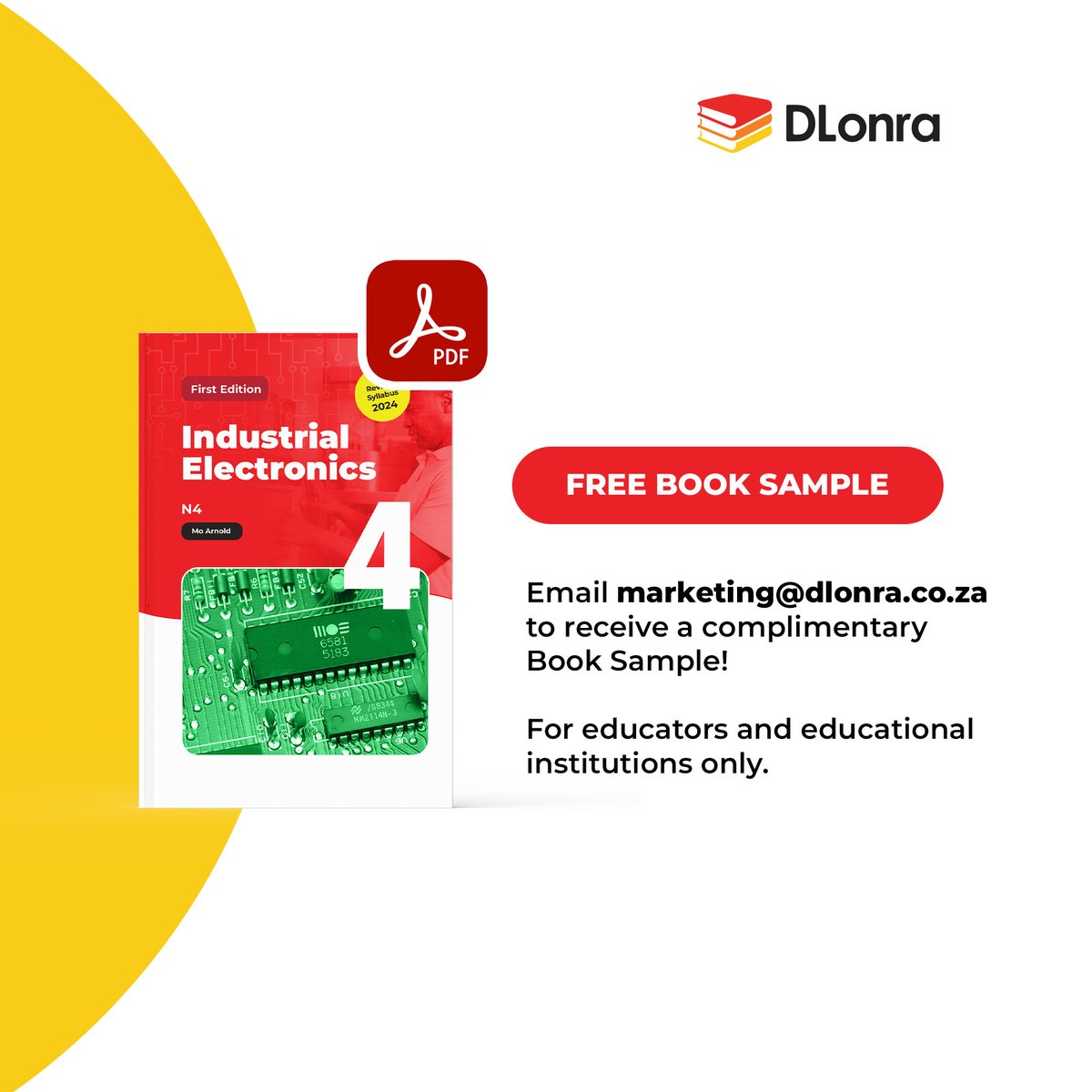 Dlonrapublish's tweet photo. Attention NATED students &amp; educators!📣
We're thrilled to announce the release of the newly revised IELN4 textbook (2024).📚 
Email marketing@dlonra.co.za for a complementary book sample. Visit https://t.co/s7Ajh8iwlK for more info. #industrialelectronics #textbookrelease #IELN4 https://t.co/lNLW81LSM8