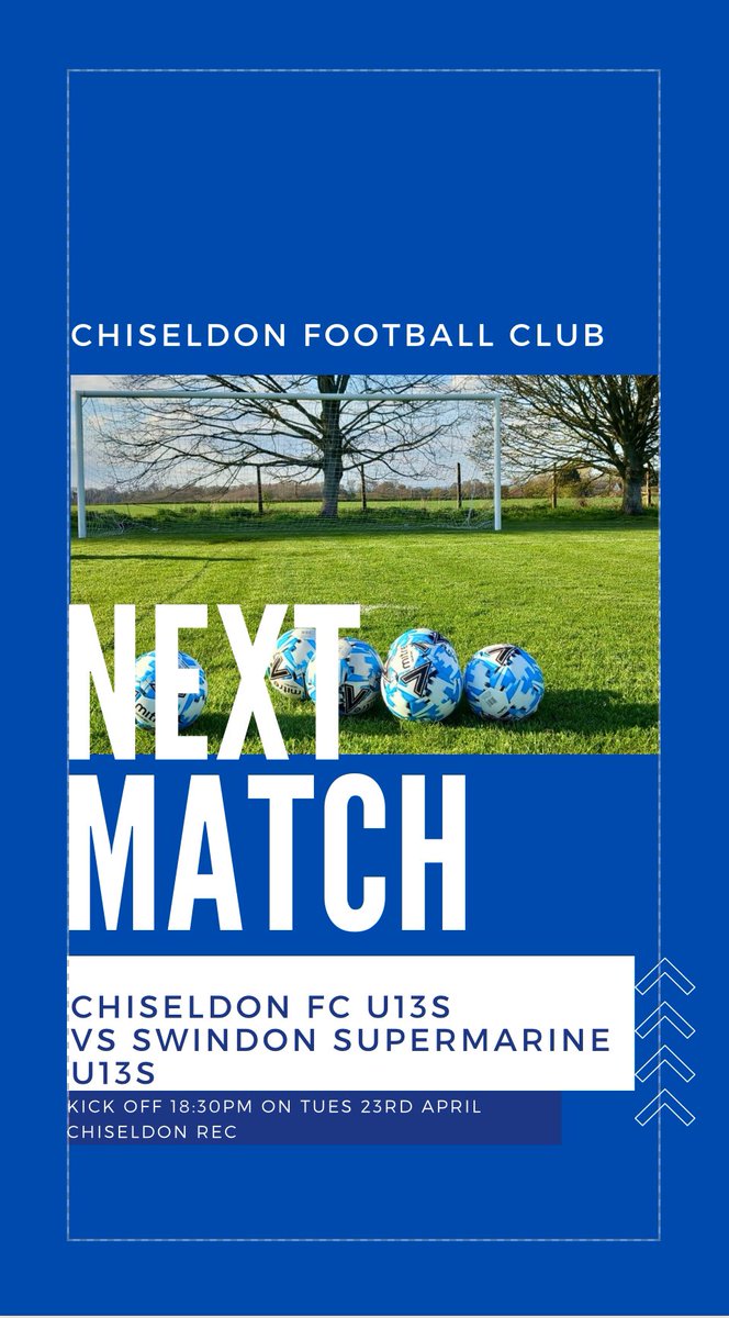 Final game for our u13s tonight at home to @officialswindonsupermarine #u13s Whoever wins finishes joint top with @purton_fc #u13s Good luck to both teams #upthechissy