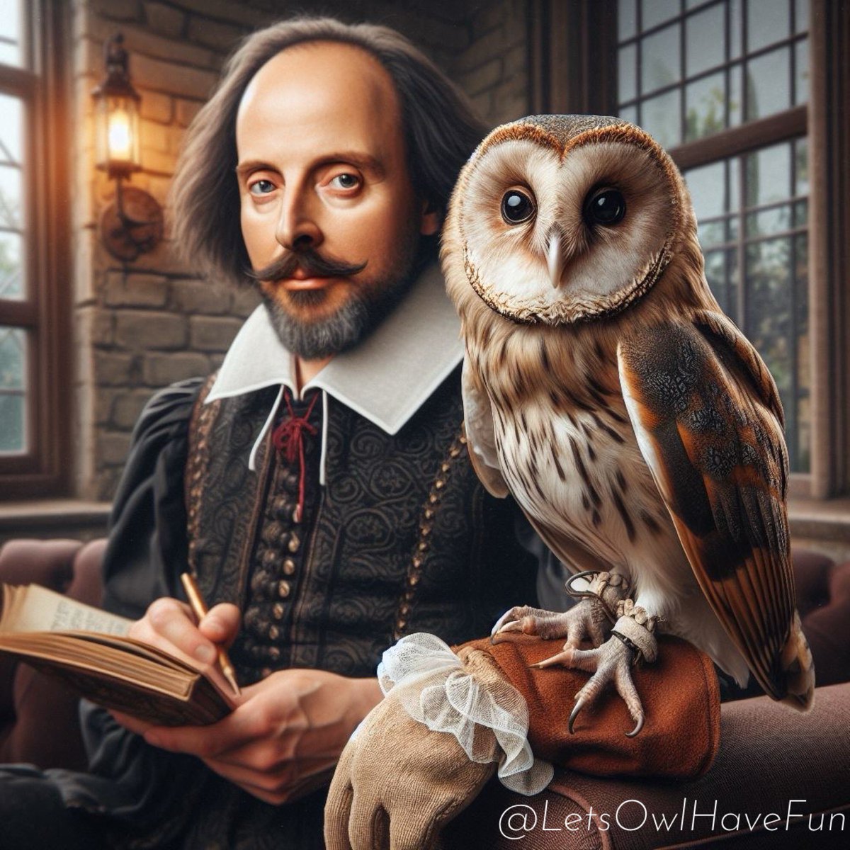 April 23: Talk Like Shakespeare Day!
…
#talklikeshakespeareday #LifeSoDaily #LetsOwlHaveFun #AIart #owl #owls #birds #birdsofprey #greathornedowl #allsmiles #funandgames #fun #lifesodaily #emotionalhealth #Shakespeare