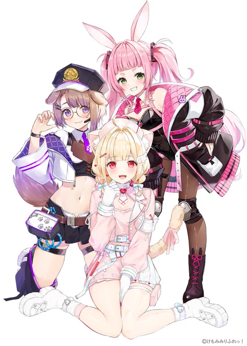 【告知】 この度、けもみみりふれっ!様の『VTuberスタイルけもみみりふれっ!BOOK』の表紙のお手伝いをさせていただきました! 3人の個人プロフィールや衣装紹介、さらにはスペシャルインタビューなど盛り沢山な内容となっております!