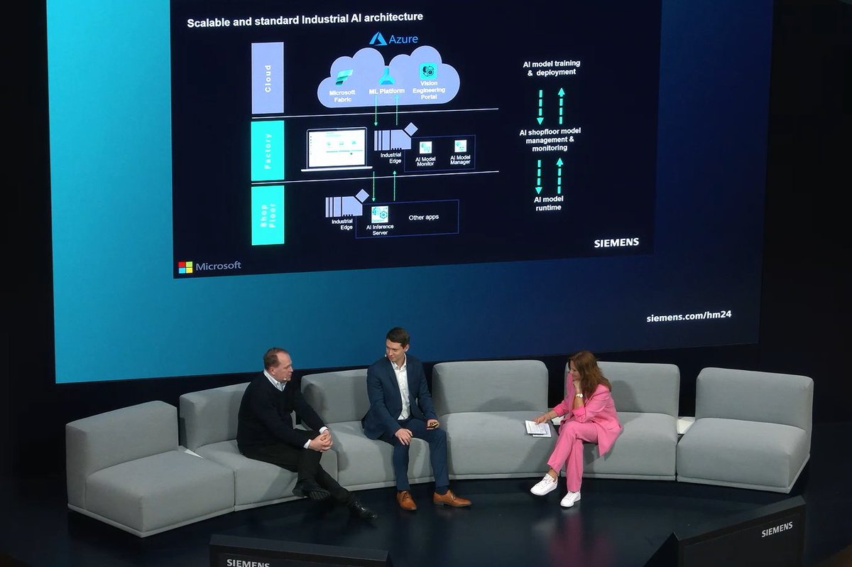 From the insightful @Siemens stage program at #HM24:
Scaling #IndustrialAI is a key challenge. ‼
Tackling it requires an adequate architecture, realized through collaborative partnerships such as @siemensindustry and @Microsoft.  

[Sponsored] 
#DigitalTransformation #AI #Sie_HM