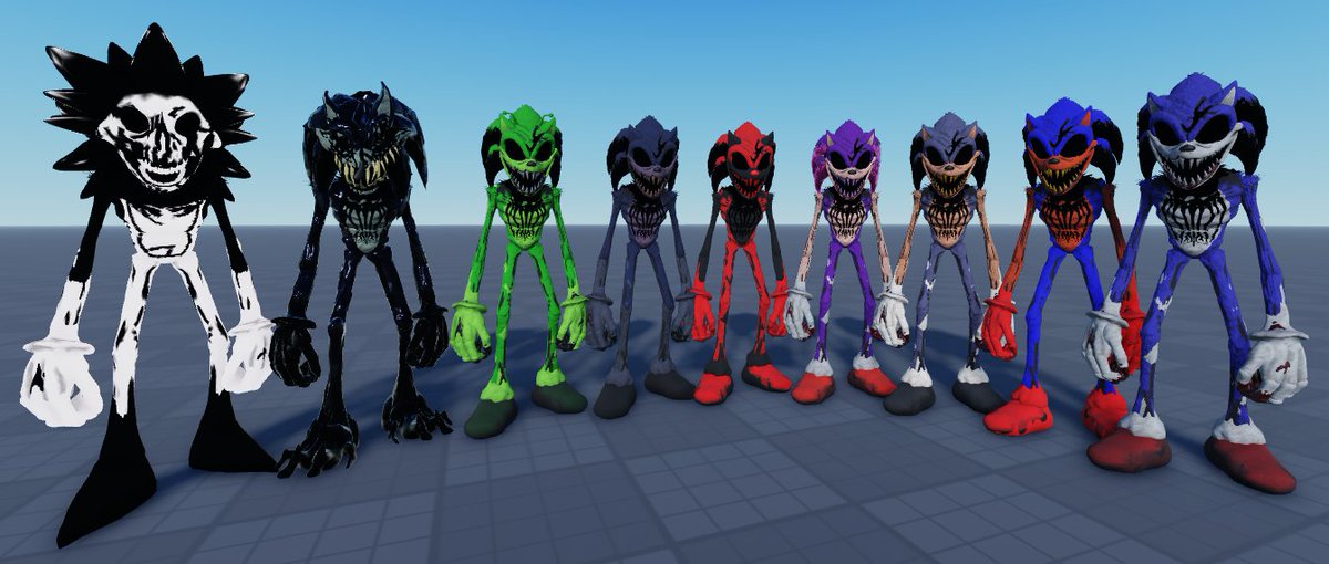 All of EXE's skins for Pillar Chase 2's release.... (Model by @PhoenixFinch_ #ROBLOX #RobloxDev