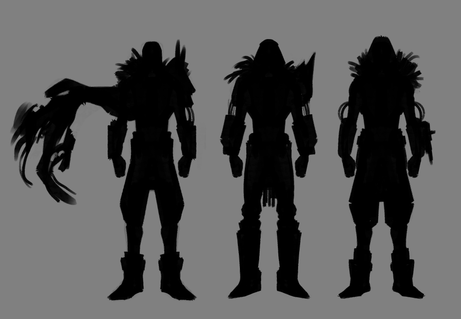 Using silhouettes to help with the design process! Focusing more on the military aesthetic and less on the ceremonial! (ignore the fact that they don't have tails. This is so the design process isn't obstructed ;u;)