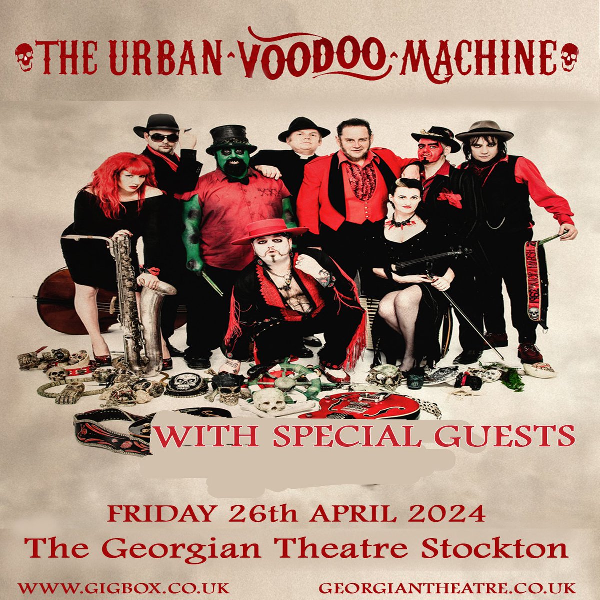 This Friday... JS Promotions Presents @UVMLondon💀 'The Urban Voodoo Machine drip entertainment from every pore, night after night, gig after gig' - RPM Online Support from Millie Watson. Tickets & info: georgiantheatre.co.uk/live-event/ven…