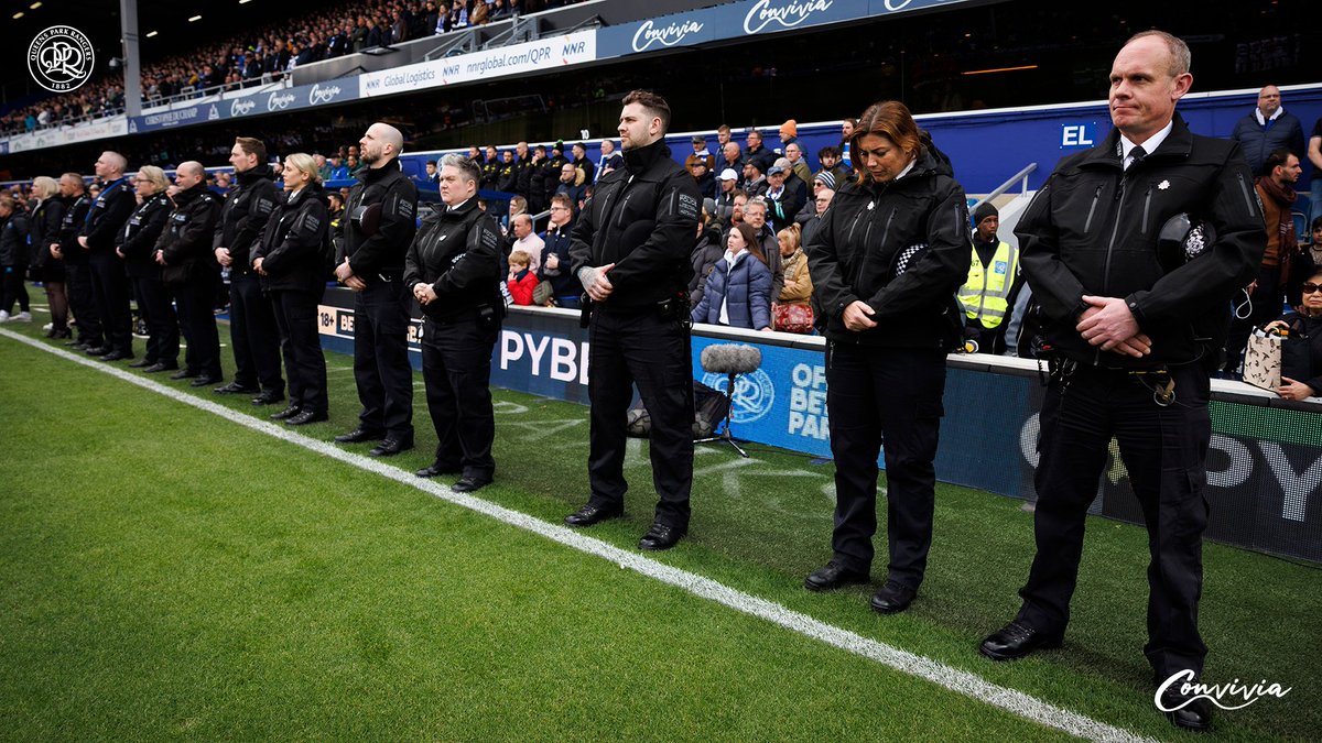 QPR's tweet photo. Remembering John &amp; Tom.

We paid tribute to PC John Gerard and steward Tom Hyett before kick-off on Saturday.

May they both rest in peace 💙🤍 https://t.co/0WJzBTwYNv