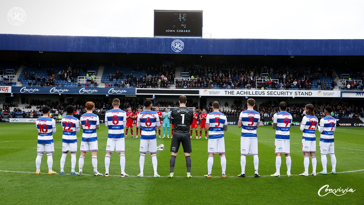 QPR's tweet photo. Remembering John &amp; Tom.

We paid tribute to PC John Gerard and steward Tom Hyett before kick-off on Saturday.

May they both rest in peace 💙🤍 https://t.co/0WJzBTwYNv