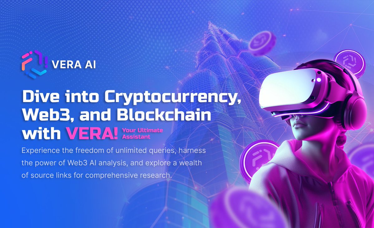 web3vera's tweet photo. 🌟Dive into the realm of cryptocurrency, web3, and blockchain with VERA – your ultimate assistant! Experience the freedom of unlimited queries, harness the power of Web3 AI analysis, and explore a wealth of source links for comprehensive research. https://t.co/KPr7HI7w67