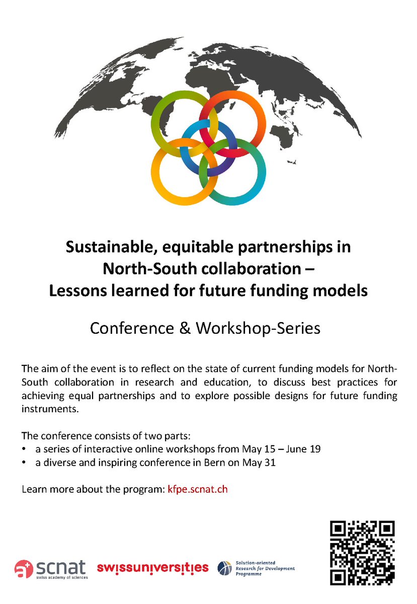 swissuniversities (@ch_universities) on Twitter photo Join us at the #SUDAC and #KFPE Conference 2024 on May 31st in Bern:
What is the current state of North-South collaboration in research and education?
This event is accompanied by an online workshop series.
Register now: kfpe.scnat.ch/en/annual_conf…
<a href="/KFPE_CH/">KFPE for Research Partnerships</a> <a href="/snsf_ch/">Swiss National Science Foundation</a> <a href="/SBFI_CH/">SBFI SEFRI SERI</a> Join us at the #SUDAC and #KFPE Conference 2024 on May 31st in Bern:
What is the current state of North-South collaboration in research and education?
This event is accompanied by an online workshop series.
Register now: kfpe.scnat.ch/en/annual_conf…
<a href="/KFPE_CH/">KFPE for Research Partnerships</a> <a href="/snsf_ch/">Swiss National Science Foundation</a> <a href="/SBFI_CH/">SBFI SEFRI SERI</a>