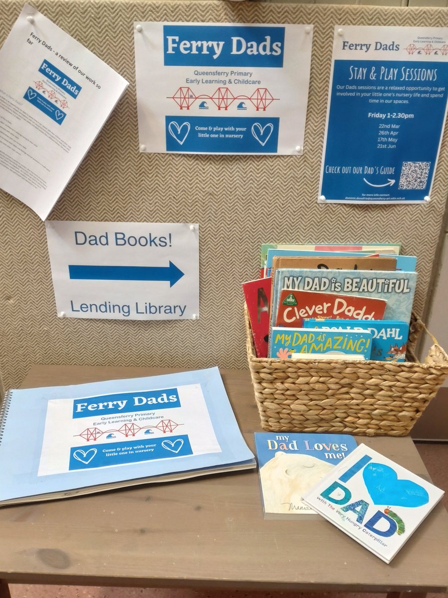 QueensferryELC's tweet photo. Celebrating the role of our dads! Check out our new display in the main corridor:

💙 Details of past sessions
💙 Lending library 
💙 Upcoming dates

#TeamELC @edin_ey #EarlyYears #Nursery #Dads #Fathers https://t.co/Q02ITkKqYJ