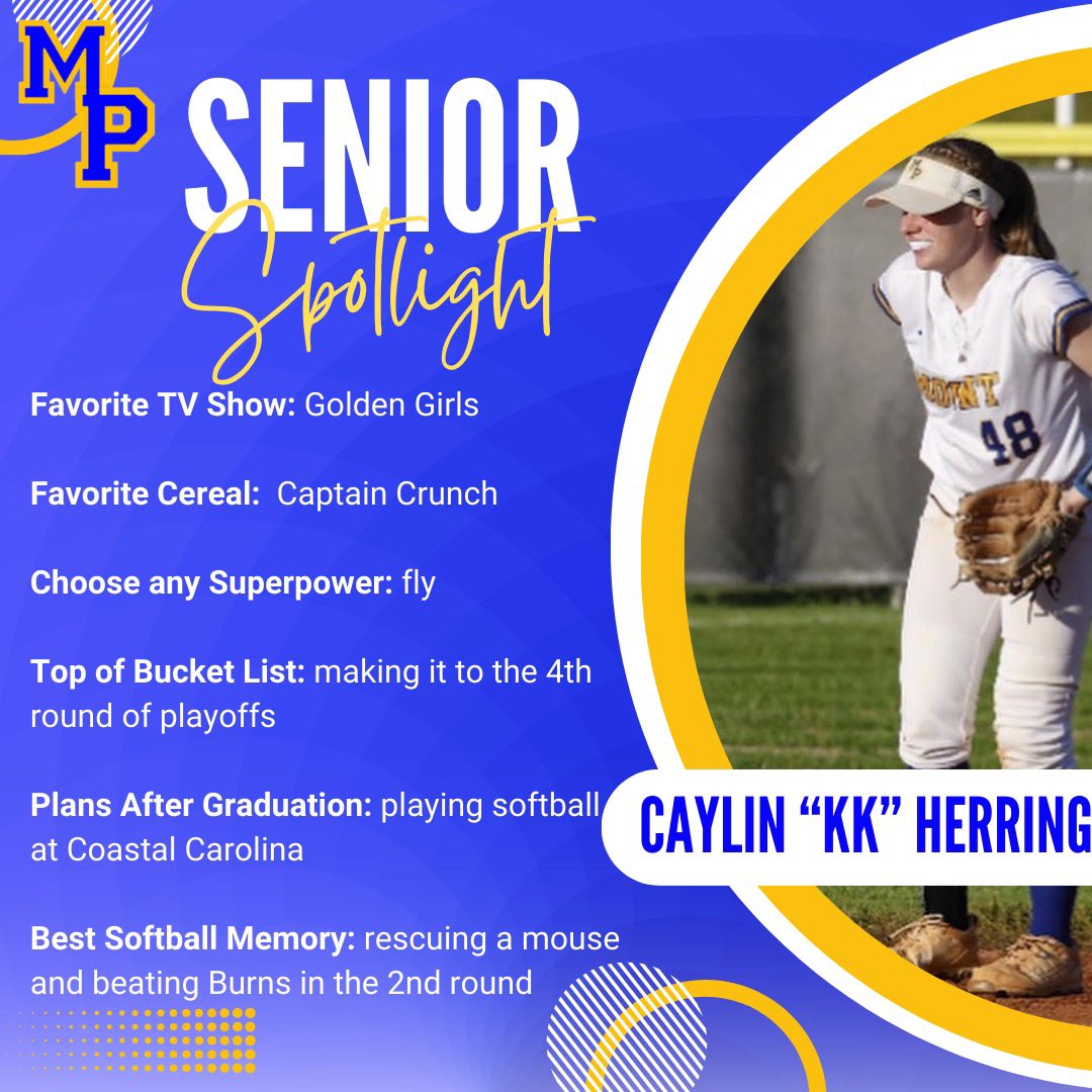 MPHS Varsity Softball (@mount_softball) on Twitter photo It’s the last week of regular season, so it’s time to recognize our senior class!
Next up, is our shortstop, <a href="/caylin_herring/">Caylin Herring</a>! Thank you for your contributions to Tiger softball. We are so proud of you and can’t wait to celebrate you this week! 🥎 #classof2024 <a href="/mptigerpride/">Mount Pleasant Athletics</a> It’s the last week of regular season, so it’s time to recognize our senior class!
Next up, is our shortstop, <a href="/caylin_herring/">Caylin Herring</a>! Thank you for your contributions to Tiger softball. We are so proud of you and can’t wait to celebrate you this week! 🥎 #classof2024 <a href="/mptigerpride/">Mount Pleasant Athletics</a>
