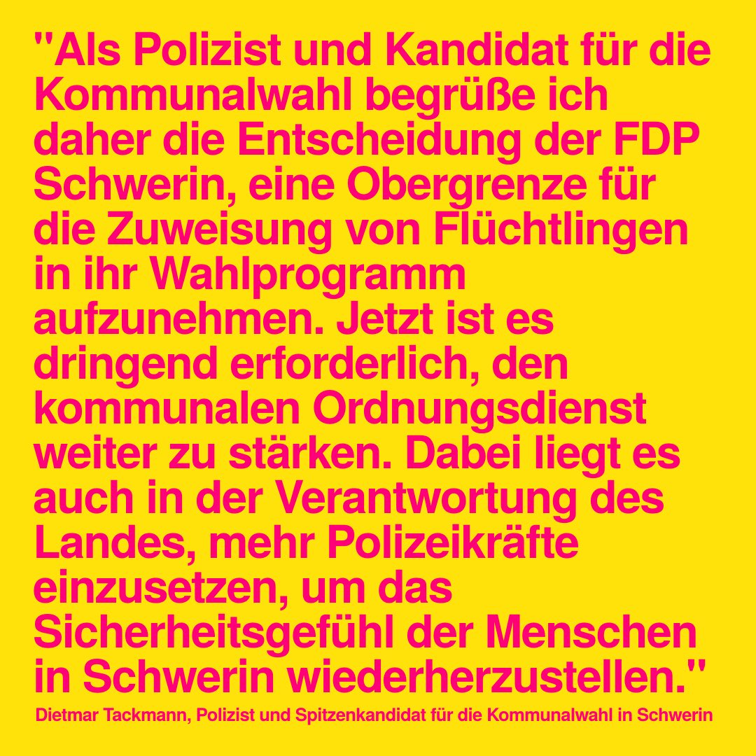 fdp_schwerin's tweet photo. @Vossi1976 (Dietmar Tackmann), Polizist und Spitzenkandidat für die Kommunalwahl ist besorgt um die steigende Kriminalität. 

#schwerin #migration #inneresicherheit https://t.co/XuJNPzD2o7