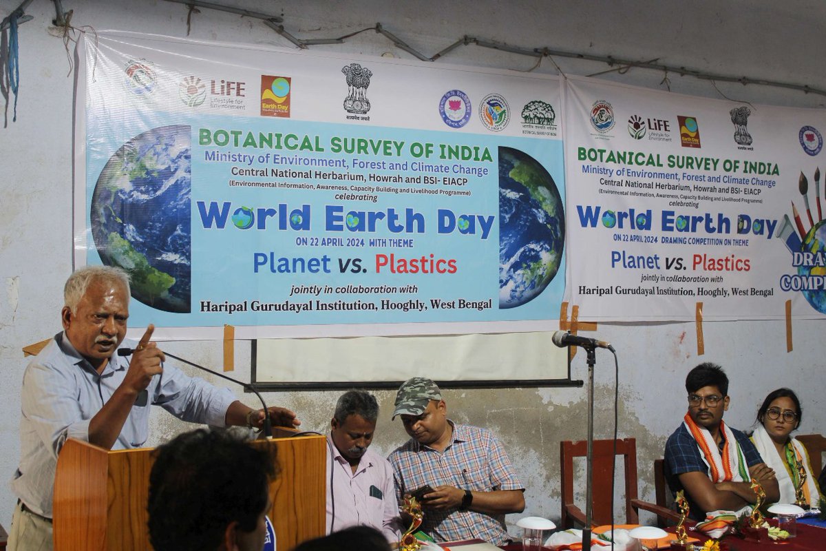 @bsi_moefcc Central National Herbarium, Howrah and BSI-EIACP organized and celebrated #WorldEarthDay 2024 in collaboration with Haripal Gurudayal Institution, Haripal, Hooghly, on April 22, 2024, on the theme #PlanetVsPlastics. (1/4)