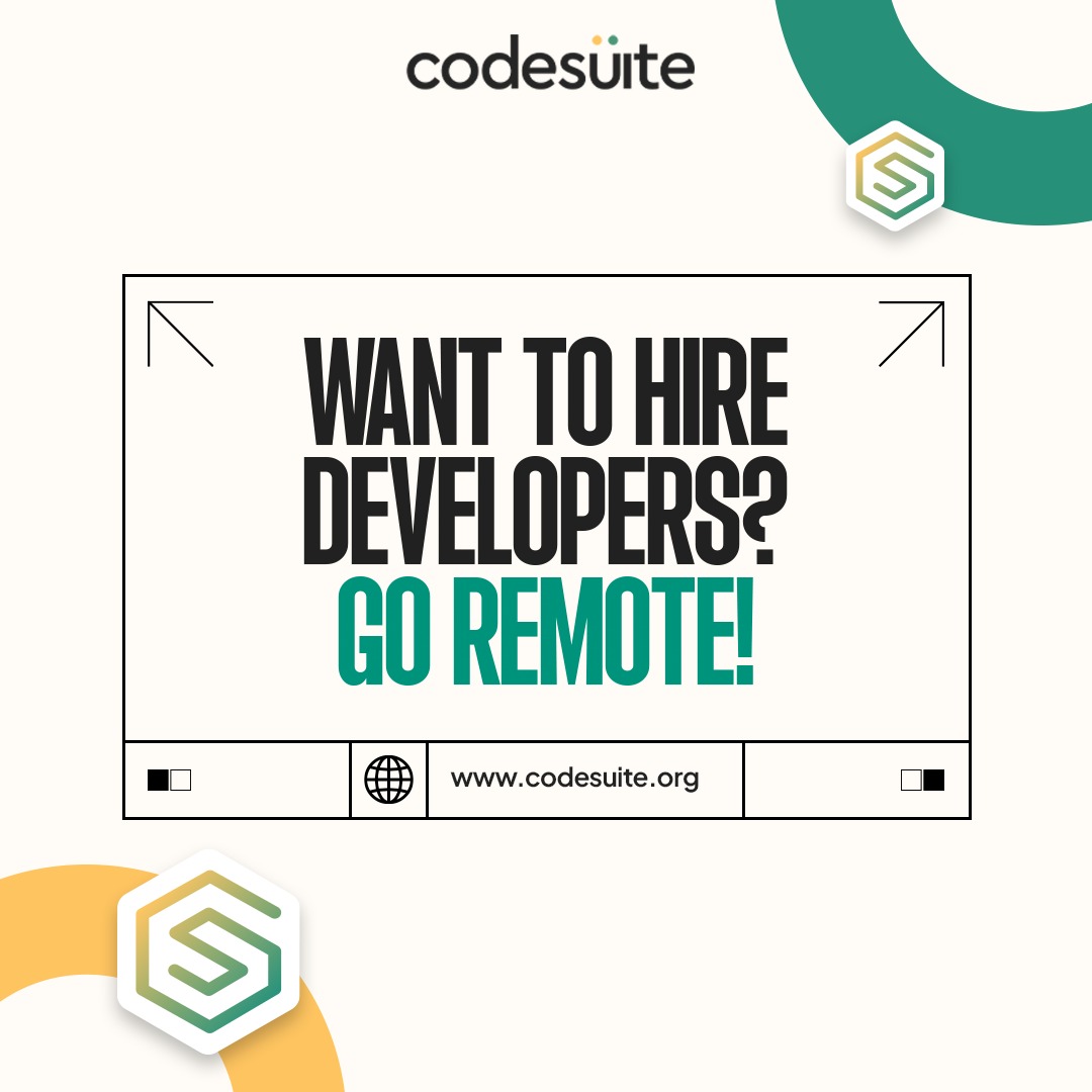 Want to hire developers? Go Remote!

Visit Us - codesuite.org

Count on CodeSuite to access a talent pool, save costs, and hire an expert remote developer team right away!

#CodeSuite #RemoteWorkRevolution #HiringTrends #TechRecruitment #DigitalNomads #VirtualWorkforce