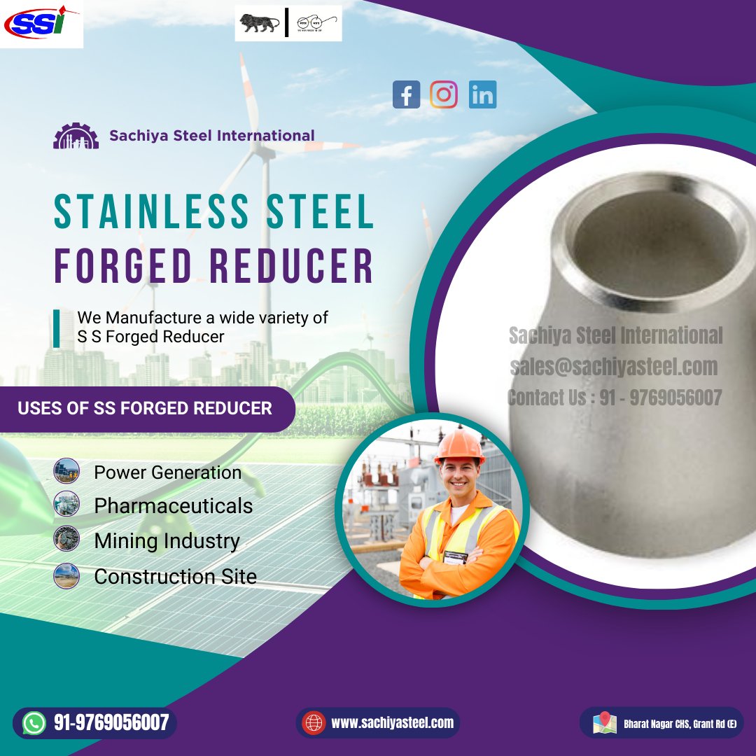 'When reliability matters, Choose Stainless Steel Forged Reducers 💯 🛡️'

#sachiyasteelinternational #innovation #engineeringdesign #powergeneration #madeinindia #chemicalprocessing #watermanagement  #industrialengineering #stainlesssteelproducts #precisionengineering #india