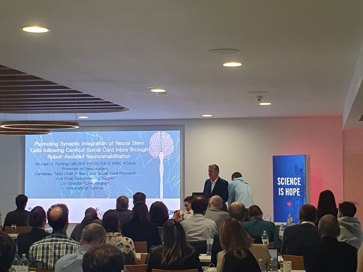 Michael G. Fehlings (@drfehlings) on Twitter photo Pleased to be at the Wings for Life meeting delivering my lecture on the impact of robotically delivered rehabilitation and engineered neural stem cells on repair and regeneration of the injured cervical cord. <a href="/KBI_UHN/">Krembil Brain Institute</a> <a href="/UofTSpine/">Spine Program, University of Toronto</a> Pleased to be at the Wings for Life meeting delivering my lecture on the impact of robotically delivered rehabilitation and engineered neural stem cells on repair and regeneration of the injured cervical cord. <a href="/KBI_UHN/">Krembil Brain Institute</a> <a href="/UofTSpine/">Spine Program, University of Toronto</a>