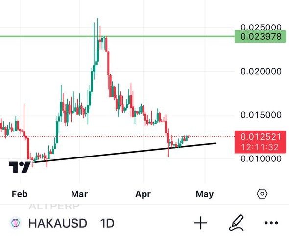 Adding $HAKA on KUCOIN in my bag here ✍️ Low cap AI gem on kucoin trading at just 860k$ marketcap!! Bullish in daily and weekly chart 🔥 Soon many will start aping in this gem!!