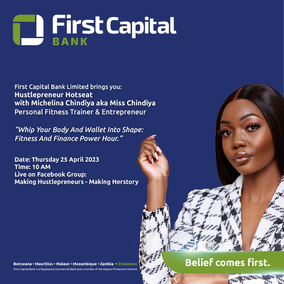 Join me this Thursday with @FirstCapitalZim as we Whip Your Body And Wallet Into Shape 🏋🏾‍♀️ 💵 #sidehustle #fitnesslifestyle #entrepreneurship