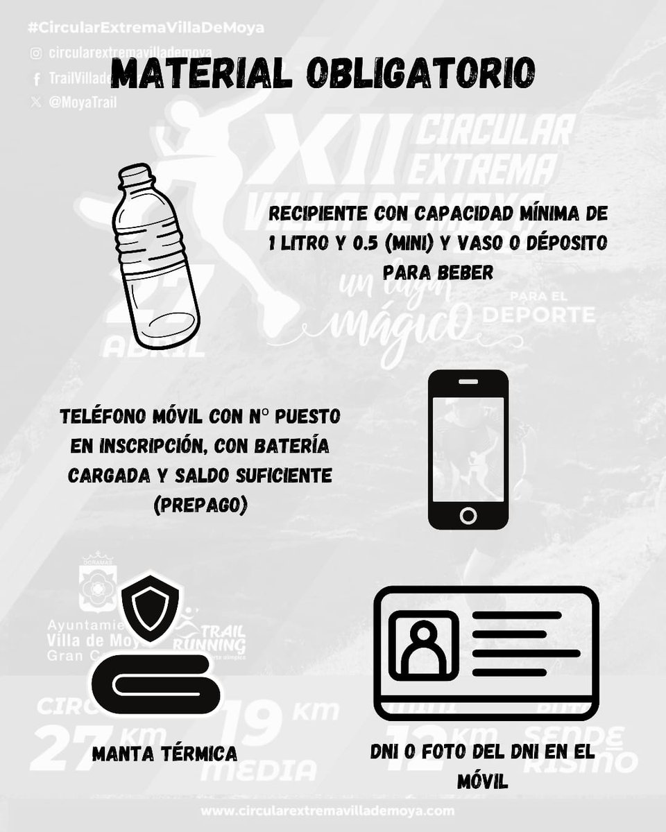 ‼️ Atención‼️ Te dejamos las instrucciones del material obligatorio para esta XII edición de la #circularextremavillademoya