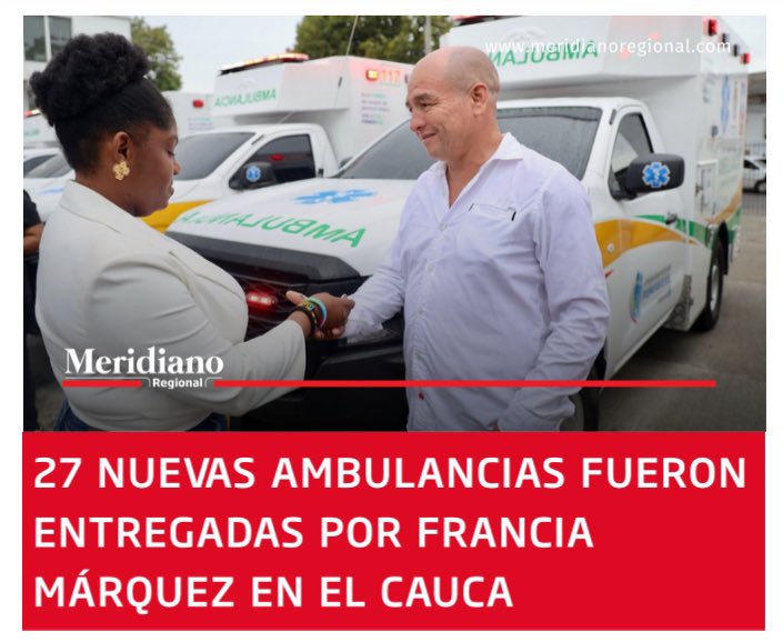 La Vicepresidenta Francia Márquez en representación del Ministerio de Salud y FondoPaz entregó 27 nuevas ambulancias para todo el departamento del Cauca. Gracias a esta articulación interinstitucional, se han destinado presupuestos necesarios para la infraestructura de salud de…