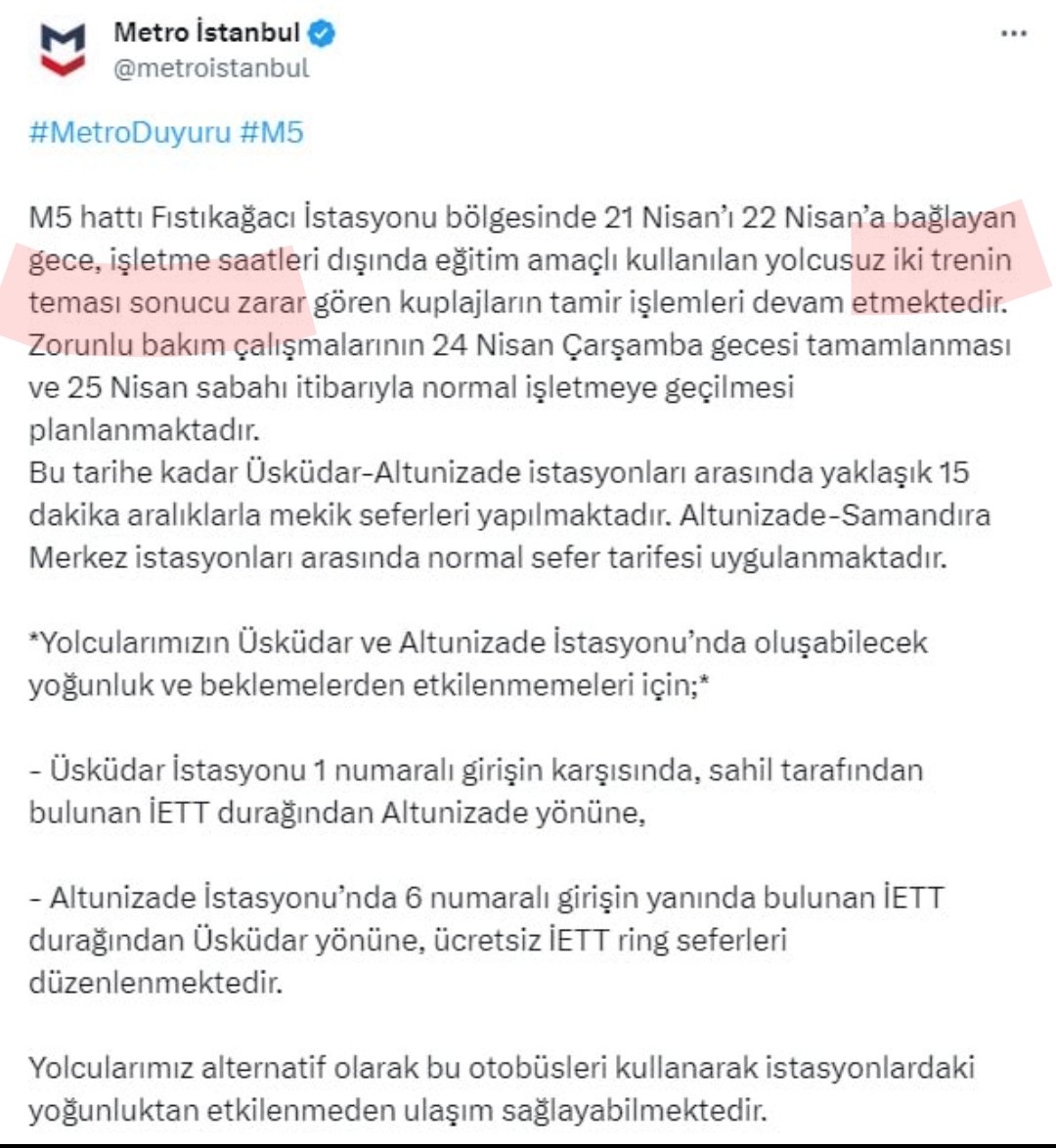 İki koca tren çarpışmış,İBB mevzuyu Ahmet Çakar'ın penaltı pozisyonu anlattığı gibi anlatıyor 😁 İki trenin teması ney lan? Hazır yabancı hakem Steinmeier de Türkiye'deyken VAR'a gidelim isterseniz 😁