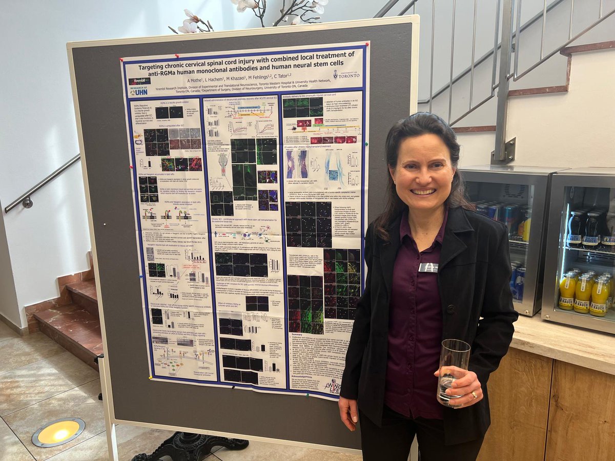 Great seeing Andrea Mothe from our Toronto team presenting collaborative research on a combinatorial therapeutic strategy for spinal cord injury by inhibiting RGMA and introducing engineered neural stem cells. @KBI_UHN