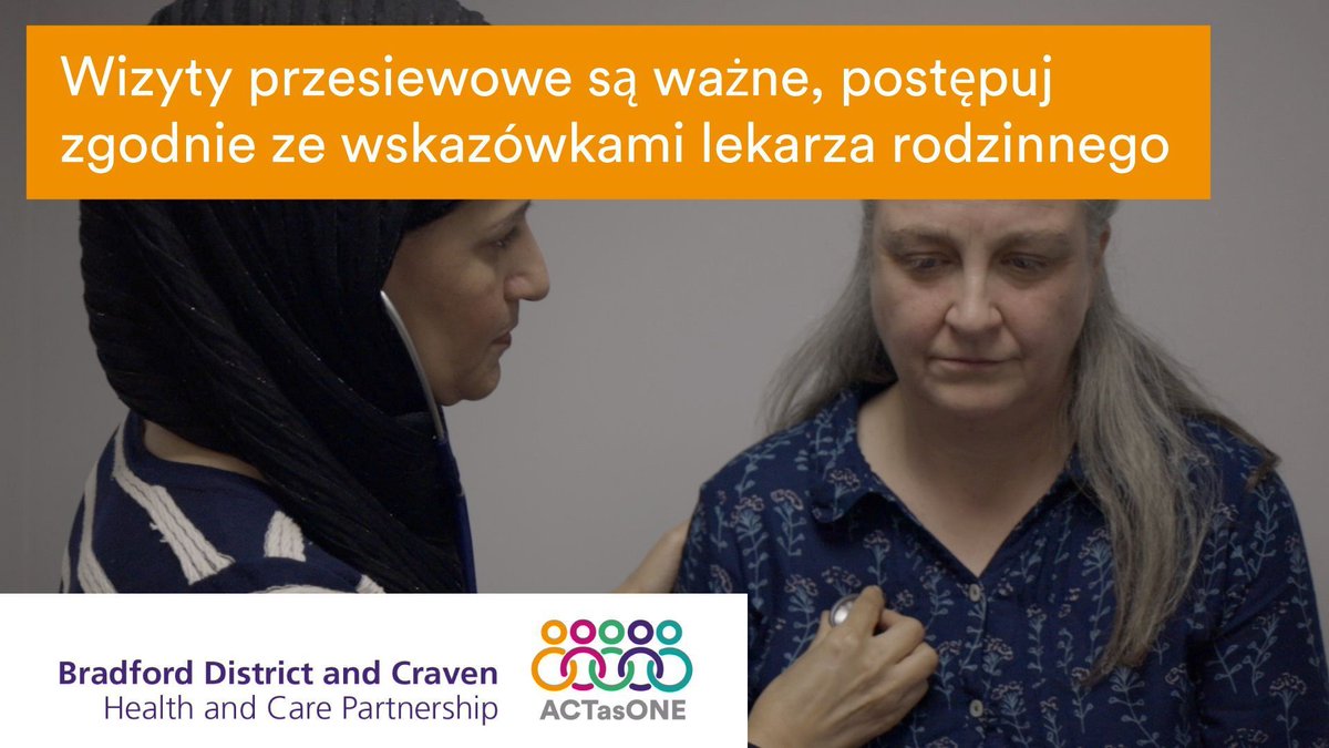 'Screening appointments are important, follow guidance from your GP practice.'

🎬 @ActAsOneBDC has launched a series of videos in various languages, to raise awareness around cancer & encourage people to #GetCheckedOut

Watch the full Polish video here ➡️ buff.ly/49LzlxF