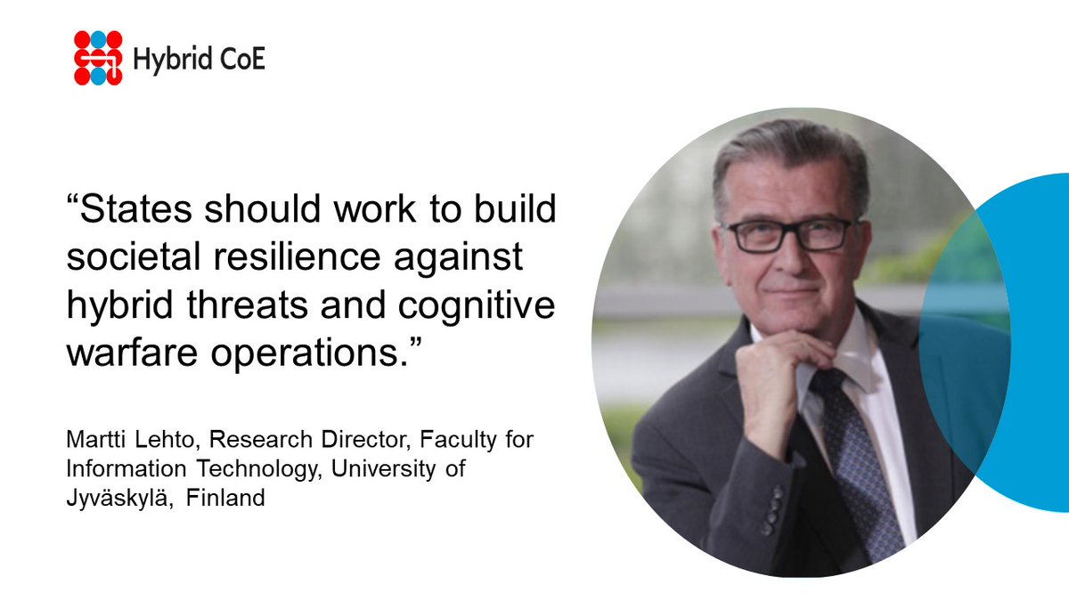 The first panel during the 6th Cyber Power Symposium focused on knowledge-based technologies in #cyberspace. Panelist Martti Lehto from <a href="/uniofjyvaskyla/">University of Jyväskylä</a> stressed the importance of building societal resilience against #hybridthreats and cognitive warfare operations.
