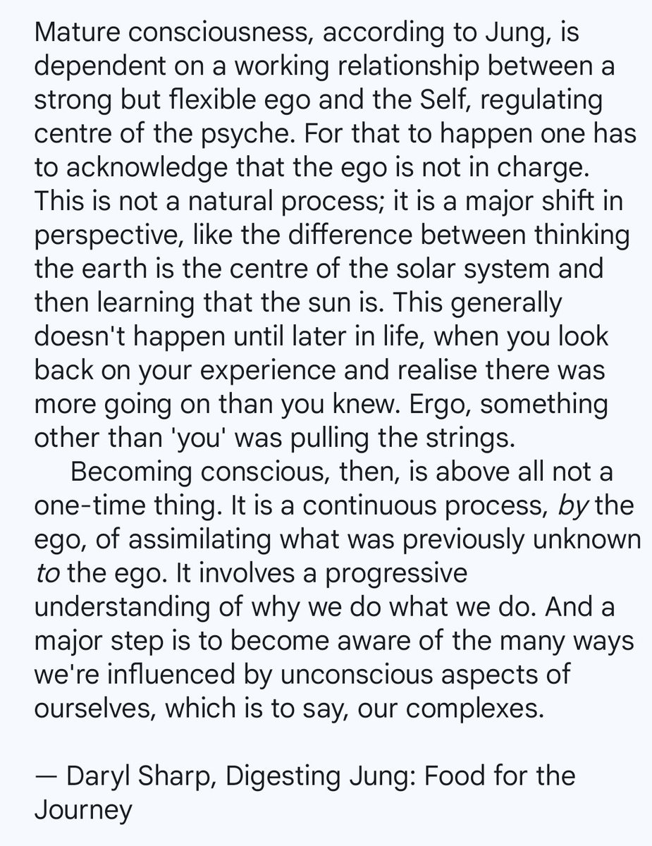 Daryl Sharp, from 'Digesting Jung', on how one can have a competent, healthy ego and still be quite unconscious. '[I]f you don't take the time to introspect, to question who you are without your external trappings, you can't claim to be conscious.'