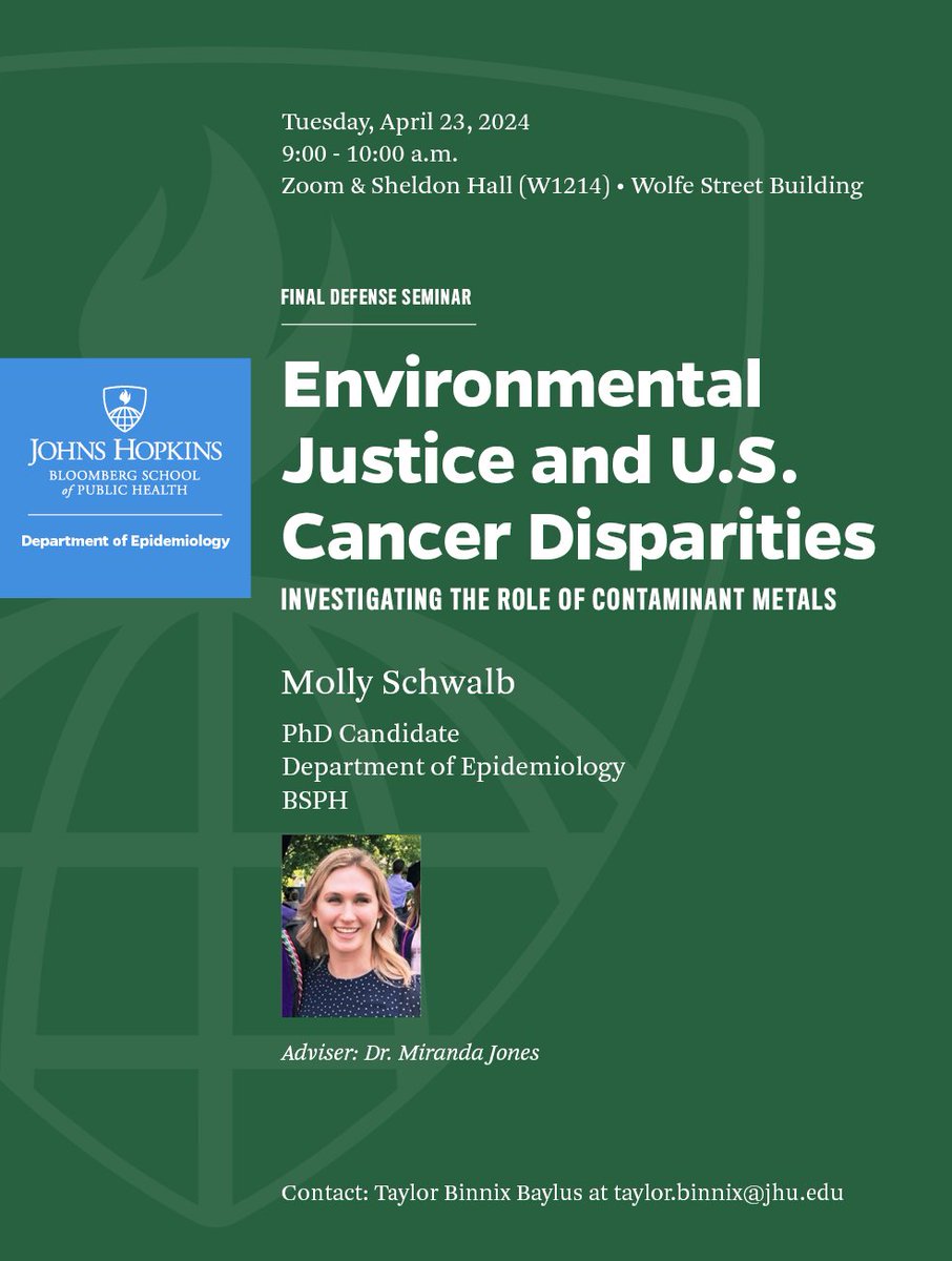 What role do contaminant metals play in environmental justice and U.S. cancer disparities? @mollyschwlb breaks it down in her final defense today.