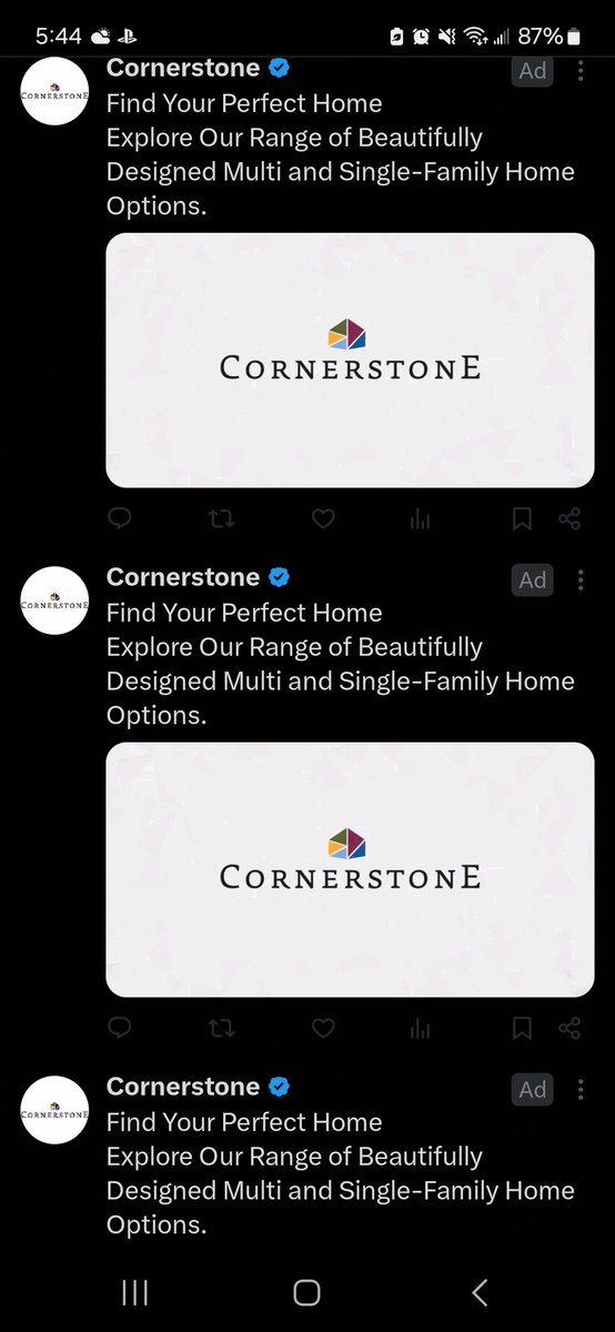 Patrickbroadhu3's tweet photo. @kcoleman Nah, but I'd actually like a place to report a problem . It shouldn't be so hard to report a problem or to try and figure out why im only seeing ads on my feed? These screenshots are from 5 minutes apart, and the same ad takes over my screen https://t.co/77hLrtN4u2