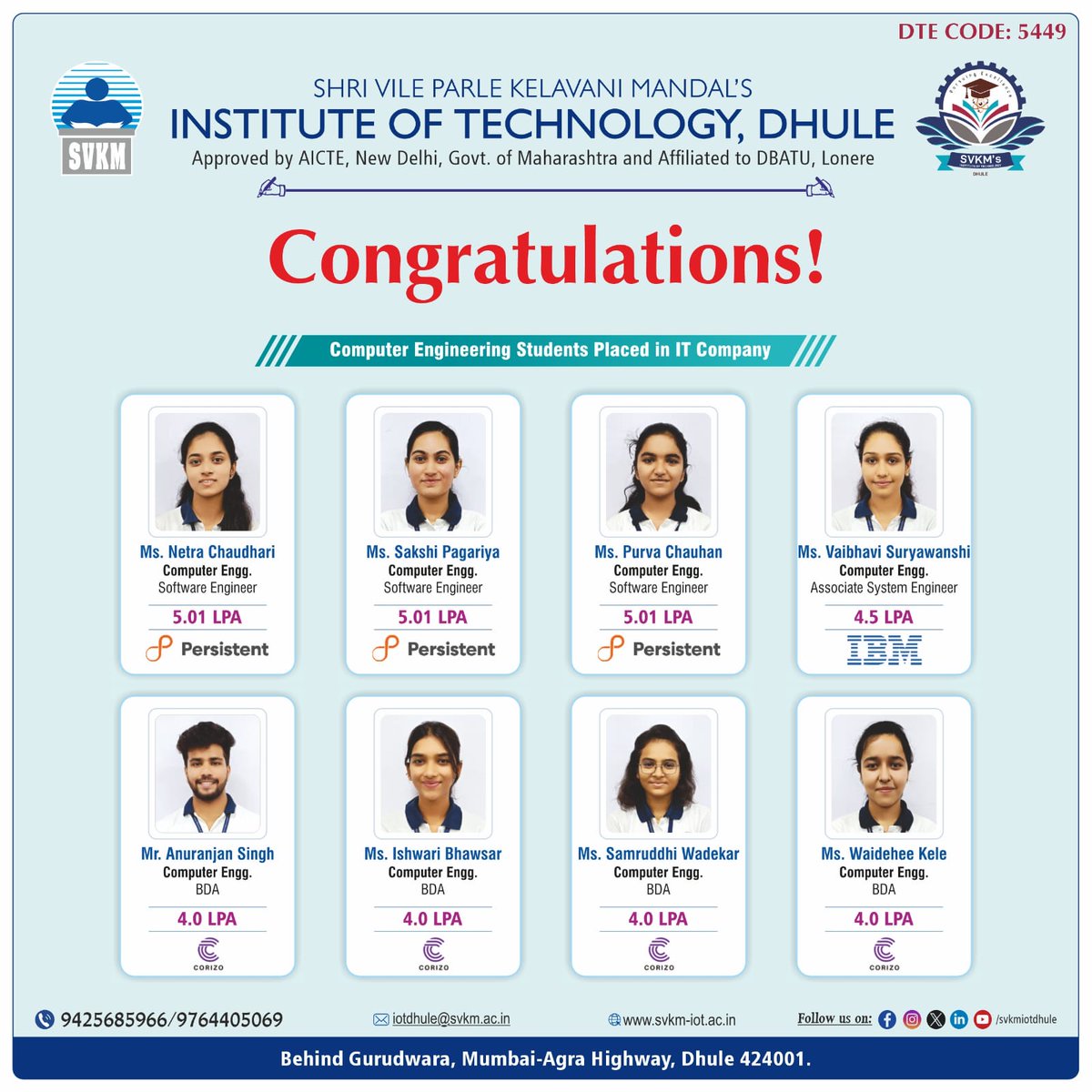 Congratulations to our tech-savvy grads, poised to innovate and transform the world of technology! 🌐

#svkmiotdhule #svkmdhulecampus #TechTrailblazers #ITPlacements #FutureInnovation #innovation #transformation #digital #future