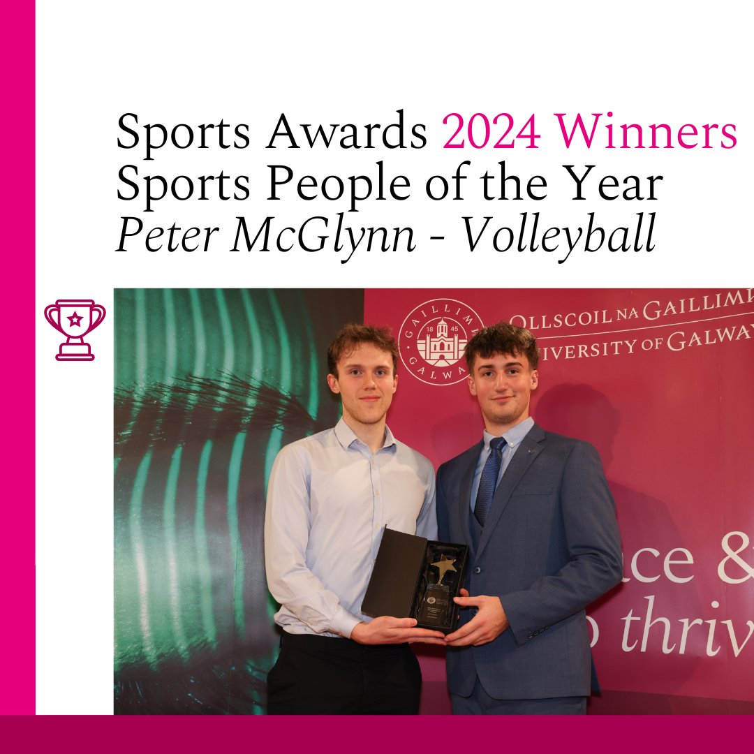Peter McGlynn from Mallow, Co. Cork won the Sports Person of the Year Award for his success in #Volleyball at this year's #UniversityOfGalway #SportsAwards. Comhghairdeachas Peter 👏 Applications for #SportsScholarships close May 5th: ow.ly/gh5e50RiYnI