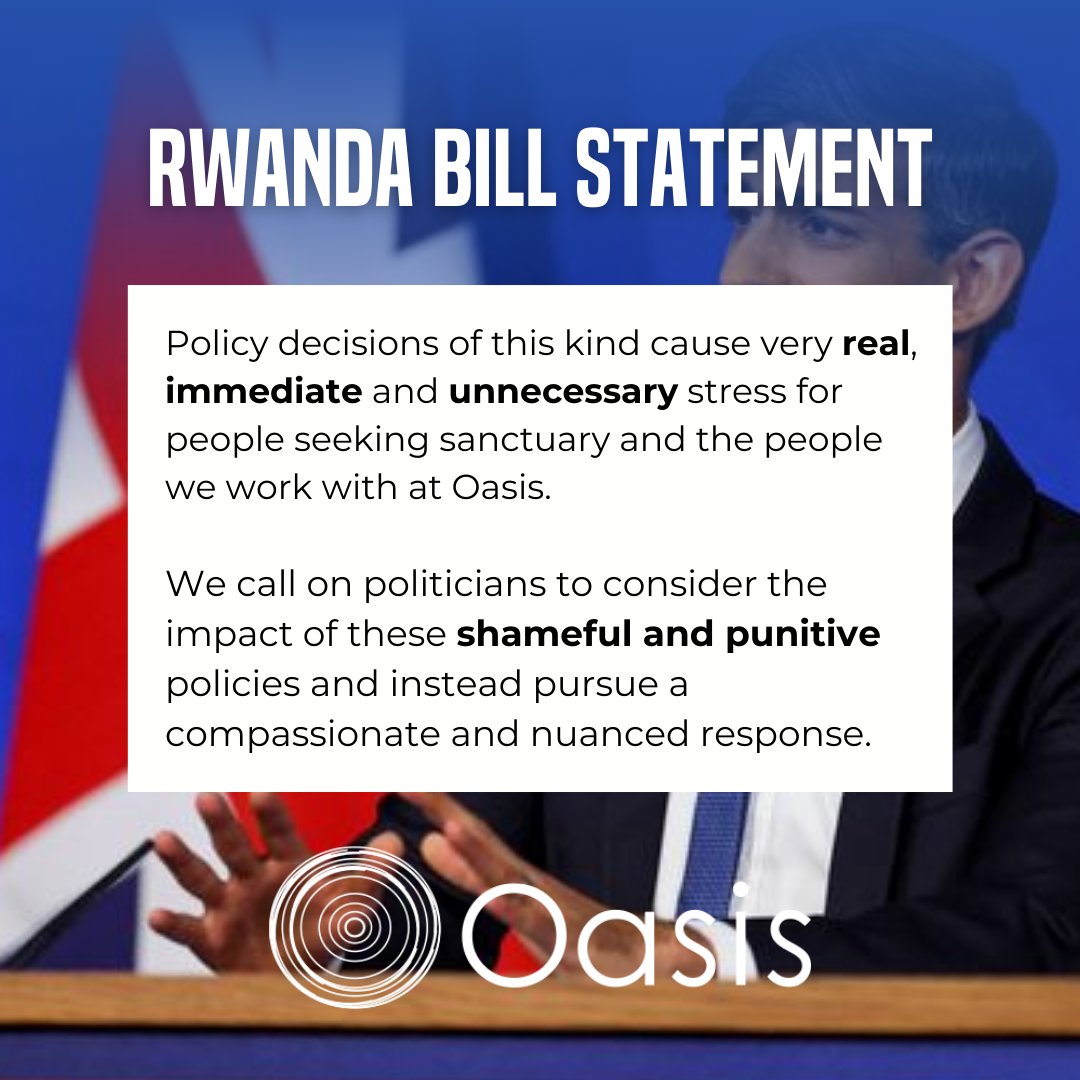 OasisCDF's tweet image. 🚨 We are deeply disappointed in the news this morning that the Rwanda Bill has been passed, displaying a blatant disregard for international law and the Supreme Court.
#StopRwanda