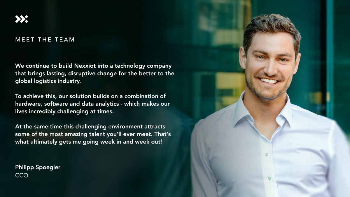 Behind every innovative solution at Nexxiot is a team that's driven by passion and expertise.

This week, we're giving a shoutout to Philipp Spoegler, our CCO, whose vision & dedication are shaping the future of #globallogistics. 

🔗 lnkd.in/gbCKCS6U

#MeetTheTeam