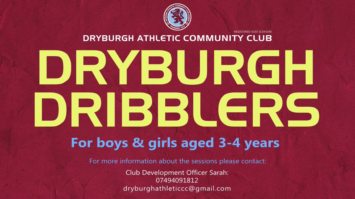 Lots of running around & goals scored for our Dribblers yesterday at their session. Well done to all of them 👏🏼⚽️ For more info on our Dryburgh Dribblers session contact CDO Sarah: 📱07494091812 📧 dryburghathleticcc@gmail.com