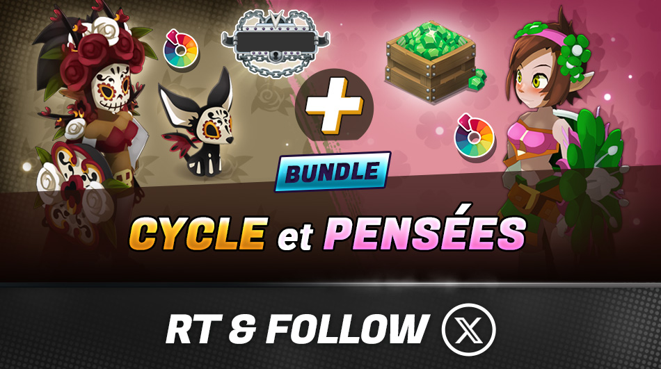 🌸 Faites éclore votre beauté et envoutez vos ennemis avec le Bundle Cycle et Pensées !

▶ link.ankama.com/5iqxepw

🔁 RT + Follow pour tenter de remporter un bundle Cycle et Pensées !