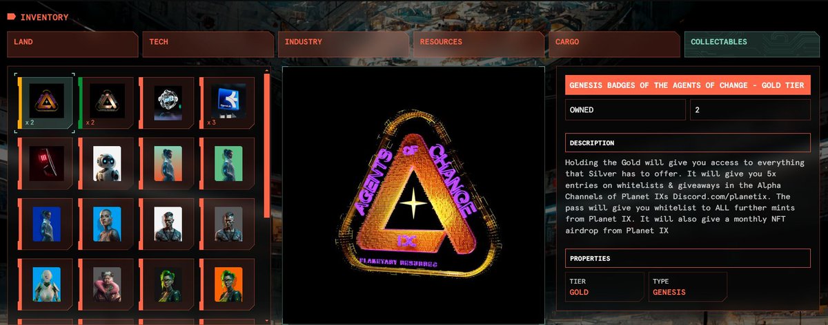 Planetix0's tweet photo. 🚀 Elevate your #PLANETIX strategy with a streamlined inventory system! Manage your assets from LAND, TECH, RESOURCES and so on with ease to optimize your empire's growth. Stay organized, strategize your gameplay, and maximize production!📈  #NFTGaming #IXT #P2E #GameFi #NFTs https://t.co/DZe3MgwWU8